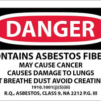 LABELS, DANGER CONTAINS ASBESTOS FIBERS AVOID CREATING DUST,  CANCER AND LUNG DISEASE HAZARD, AVOID BREATHING AIRBORNE ASBESTOS FIBERS, R.Q., ASBESTOS, CLASS 9, NA 2212 P.G. III, 3 X 5, PS PAPER, 500/RL