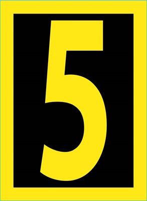 NUMBER, 5, 1.5 HIGH VISIBILITY YELLOW BLACK, PS VINYL