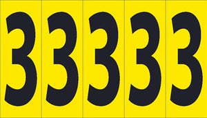 NUMBER CARD, 4" 3 (5 NUMBERS/CARD), PS CLOTH