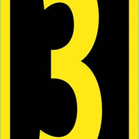NUMBER, 3, 2.5 HIGH VISIBILITY YELLOW BLACK, PS VINYL