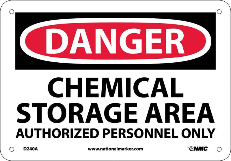 DANGER, CHEMICAL STORAGE AREA AUTHORIZED PERSONNEL, 10X14, PS VINYL