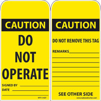 TAGS, CAUTION, DO NOT OPERATE, 6X3, SYNTHETIC PAPER, 25/PK