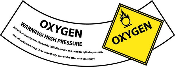 CYLINDER LABELS, OXYGEN, 2X5 1/4, PS VINYL, 25/PK