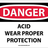 DANGER, ACID WEAR PROPER PROTECTION, 10X14, RIGID PLASTIC