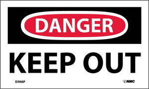 DANGER, KEEP OUT, 3X5, PS VINYL, 5/PK