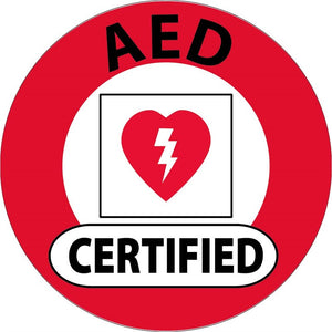 HARD HAT LABEL, AED CERTIFIED, 2" DIA, REFLECTIVE PS VINYL, 25/PK