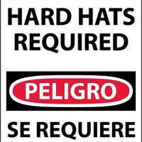Danger Hard Hats Required English/Spanish 5"x3" Vinyl | ESD379AP