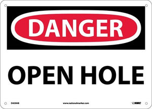 DANGER, OPEN HOLE, 10X14, RIGID PLASTIC