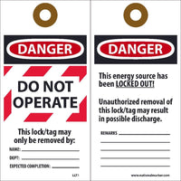 Danger Do Not Operate Lockout Tags | LLT1
