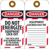 Danger Do Not Energize Equipment Lockout Tags | LOTAG8
