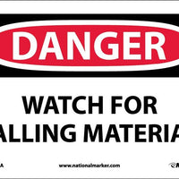 DANGER, WATCH FOR FALLING MATERIAL, 10X14, RIGID PLASTIC