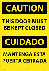 Caution This Door Must Be Closed Eng/Spanish 14x10 Plastic | ESC402RB