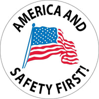 HARD HAT EMBLEM, AMERICA AND SAFETY FIRST, 2 DIA, PS VINYL, 25/PK