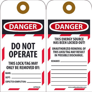 Danger Do Not Operate Lockout Tags | LOTAG36