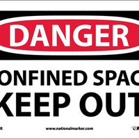 DANGER, CONFINED SPACE KEEP OUT, 10X14, RIGID PLASTIC