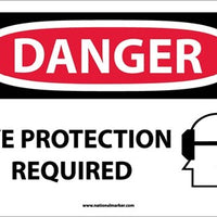 DANGER, EYE PROTECTION REQUIRED, GRAPHIC, 10X14, RIGID PLASTIC