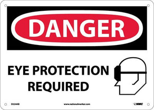 DANGER, EYE PROTECTION REQUIRED, GRAPHIC, 10X14, RIGID PLASTIC