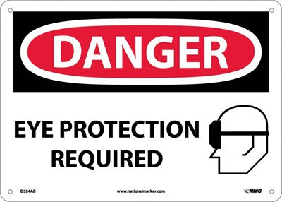 DANGER, EYE PROTECTION REQUIRED, GRAPHIC, 10X14, RIGID PLASTIC