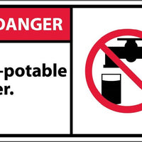 DANGER, NON-POTABLE WATER (GRAPHIC), 3X5, PS VINYL, 5/PK