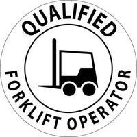 HARD HAD EMBLEM, QUALIFIED FORKLIFT OPERATOR, 2" DIA, PS VINYL