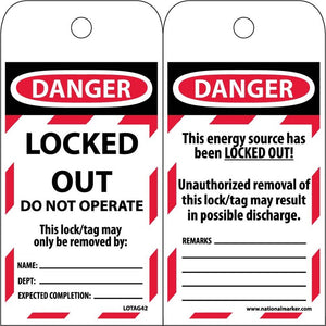 Danger Locked Out Do Not Operate Lockout Tags | LOTAG42