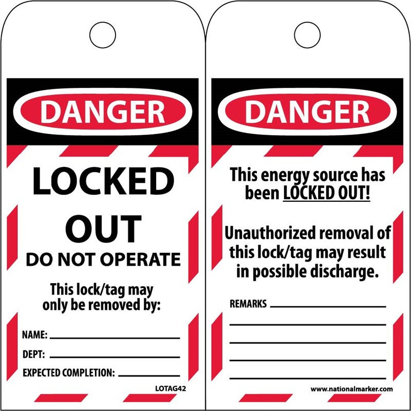 Danger Locked Out Do Not Operate Lockout Tags | LOTAG42