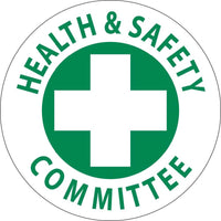 HARD HAD EMBLEM, HEALTH & SAFETY COMMITTEE, 2" DIA, PS VINYL