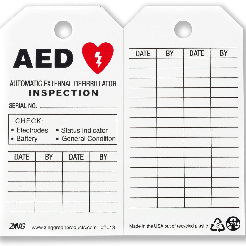 Aed Inspection Sticker AED Inspection - Safety Eco Tags | 7018 | Rutke Signs Home of Signs ...