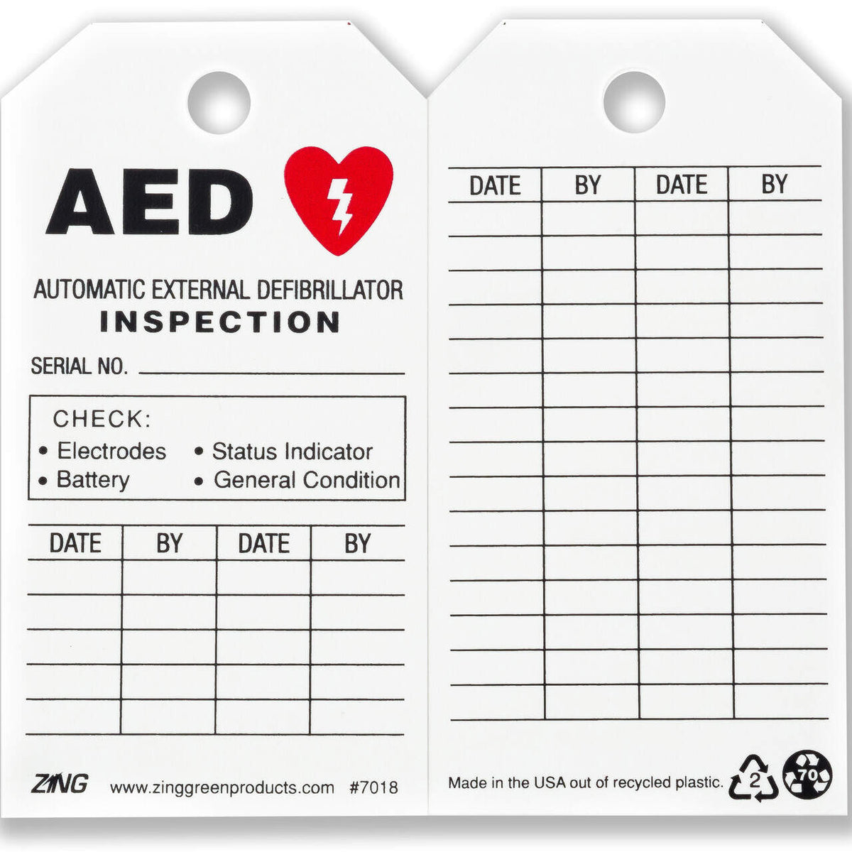 AED Inspection - Safety Eco Tags | 7018 | Rutke Signs Home of Signs ...