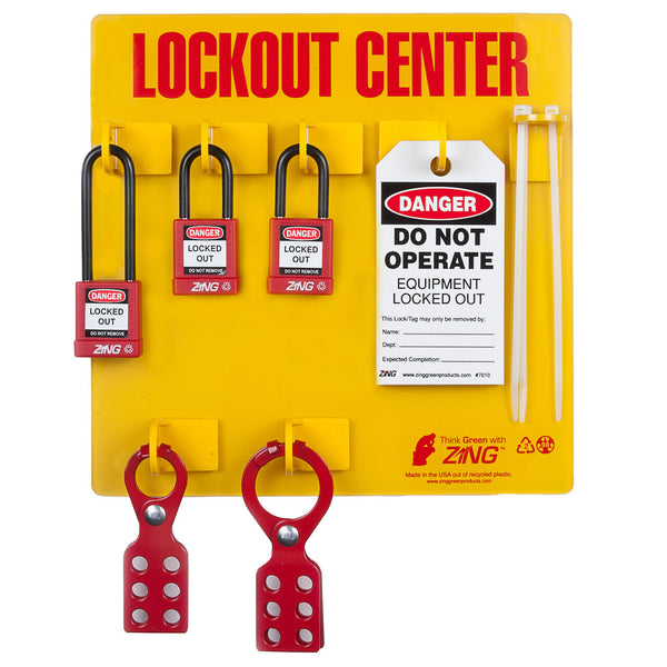  RecycLockout Lockout Station, 3 Padlocks, Stocked | 7113