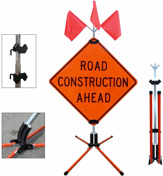 FULL SIZE DUAL SPRING STAND FOR 36IN AND 48IN RIGID SIGNS, STEEL LEGS