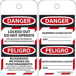 Danger Locked Out Do Not Operate Bilingual Lockout Tags | SPLOTAG20ST