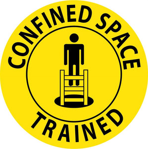 HARD HAT LABEL, CONFINED SPACE TRAINED, 2"DIA. REFLECTIVE PS VINYL, 25/PK