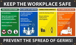 KEEP THE WORKPLACE SAFE BANNER, 36 x 60, VINYL, W/ GROMMETS