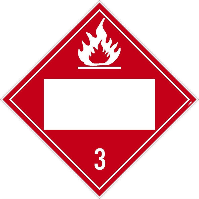 PLACARD, FLAMMABLE 3, BLANK, 10.75X10.75, POLYTAG, PACK 50