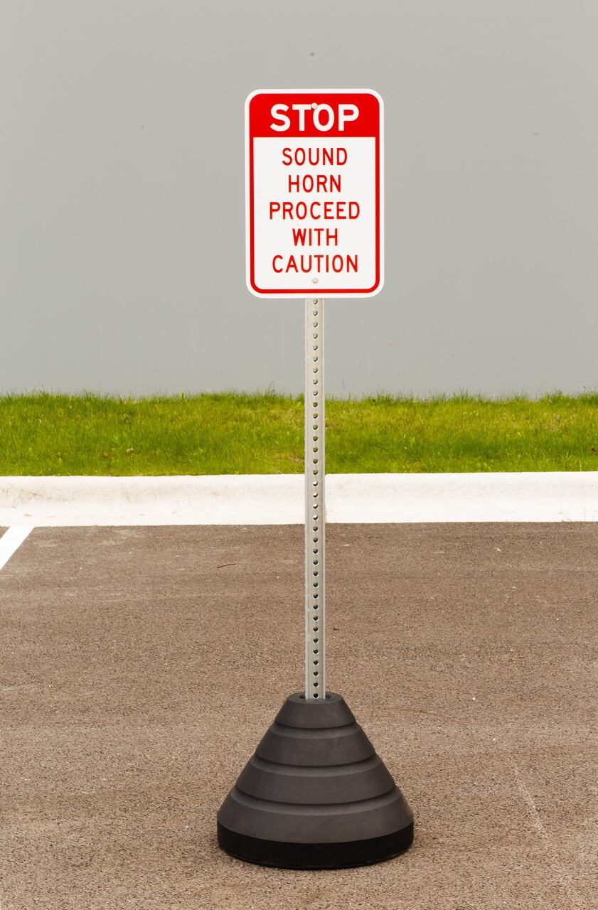 Stop, Sound Horn Proceed With Caution Sign Kit With Post/Base | 7452