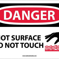 DANGER, HOT SURFACE DO NOT TOUCH, GRAPHIC, 10X14, RIGID PLASTIC