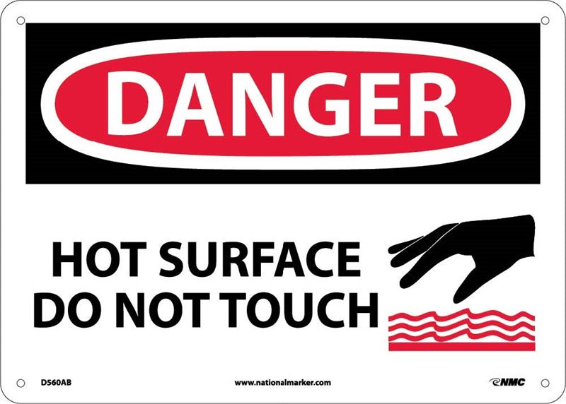 DANGER, HOT SURFACE DO NOT TOUCH, GRAPHIC, 10X14, RIGID PLASTIC