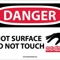 DANGER, HOT SURFACE DO NOT TOUCH, GRAPHIC, 10X14, .040 ALUM