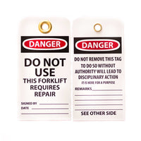 Danger Do Not Use Forklift - Forklift Tags | 7500