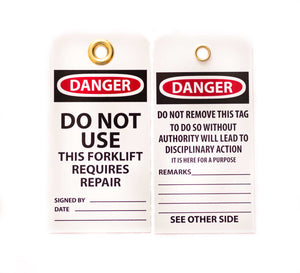 Danger Do Not Use Forklift - Forklift Tags | 7500