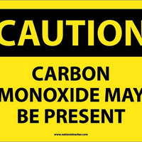 CAUTION, CARBON MONOXIDE MAY BE PRESENT, 10X14, RIGID PLASTIC