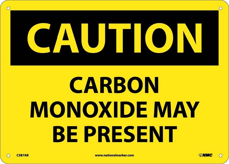 CAUTION, CARBON MONOXIDE MAY BE PRESENT, 10X14, RIGID PLASTIC
