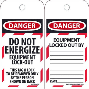 Danger Do Not Energize Equipment Lockout Tags | LOTAG8