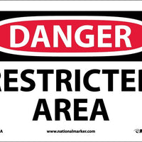 DANGER RESTRICTED AREA, 14X20, RIGID PLASTIC