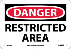 DANGER RESTRICTED AREA, 14X20, RIGID PLASTIC