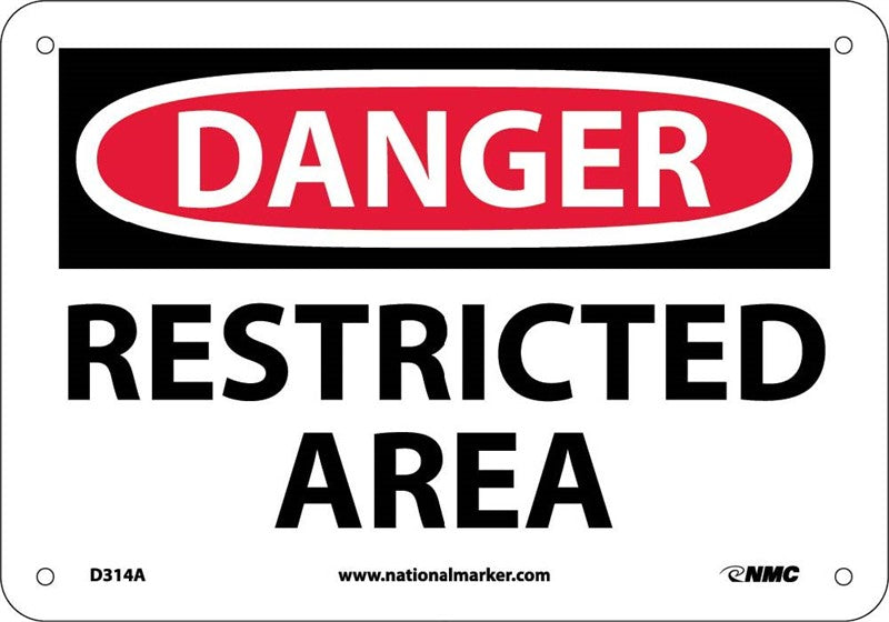 DANGER, RESTRICTED AREA, 7X10, .040 ALUM