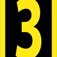 NUMBER, 3, 1.5 HIGH VISIBILITY YELLOW BLACK, PS VINYL