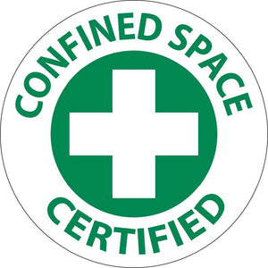 CONFINED SPACE CERTIFIED, GRAPHIC, 2" DIA, PS VINYL, 25/PK