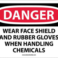 DANGER, WEAR FACE SHIELD AND RUBBER GLOVES WHEN.., 10X14, RIGID PLASTIC